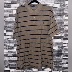 Polo by Ralph Lauren Tan and Black Striped Men's Polo